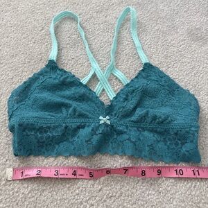 Aerie small Lace Bralette in Teal flowers strapy comfortable